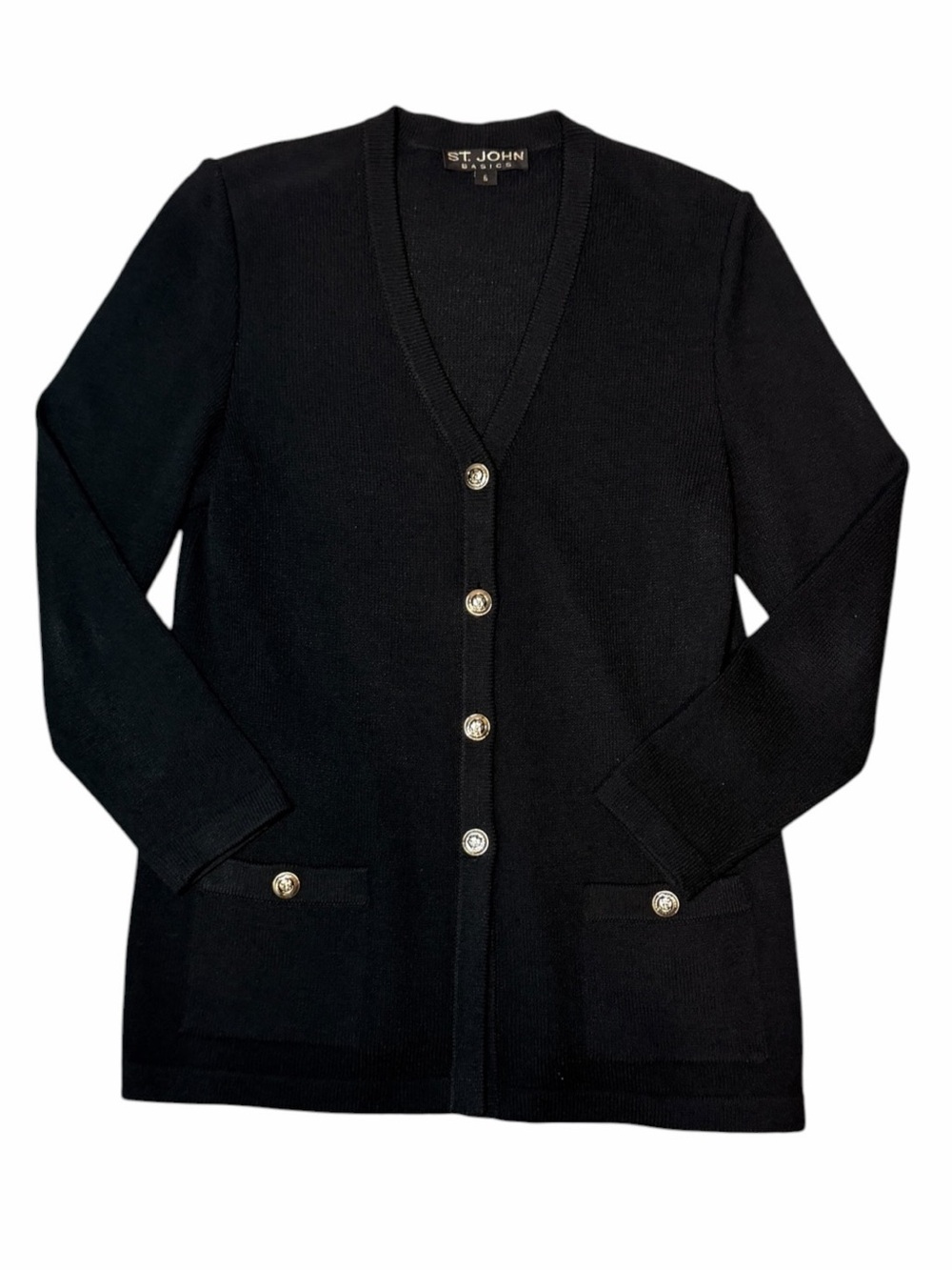 ST. JOHN Basics Black Cardigan